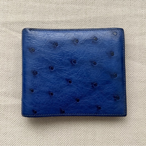 RARE🔹Hermes🔹Portefeuille MC2 Copernic Exotic Ostrich Leather Bifold Wallet - Picture 1 of 10